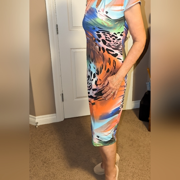 Colourful Midi Dress Size S - Picture 3 of 4